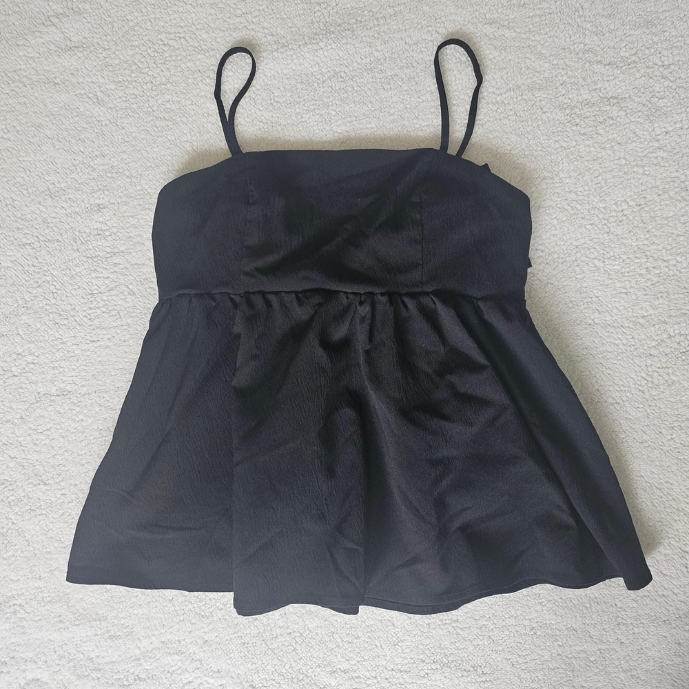 Black babydoll tank top with bow